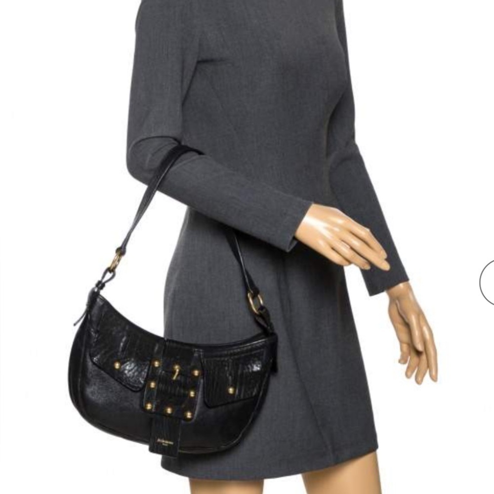 Yves Saint Laurent Rive Gauche Hobo Shoulder Bag Black Leather Large - Picture 3 of 13